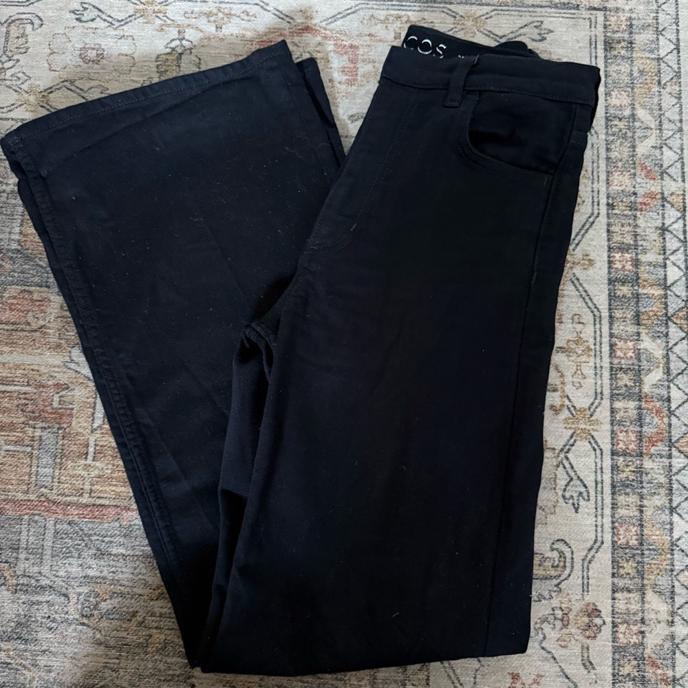 COS Black Flare Pants Women’s Size 25 Tailored Wide Leg High Waist Minimalist - Picture 15 of 16